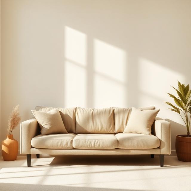 The Ciello Modular Cloud Sofa (3-Seat) — Neutral linen sofa in a sunlit cream living room
