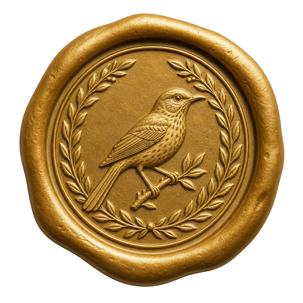 Well Composed Home monogram seal — sage thrasher brand mark